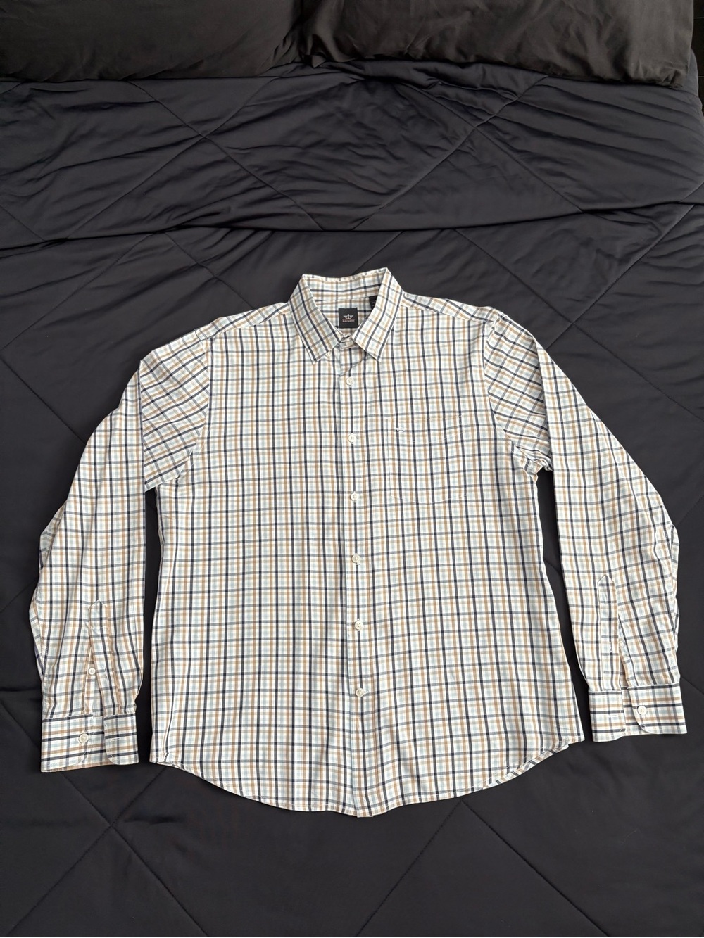 Dockers Men's Long-Sleeve Plaid Button-Up Shirt - Blue, White, & Tan
